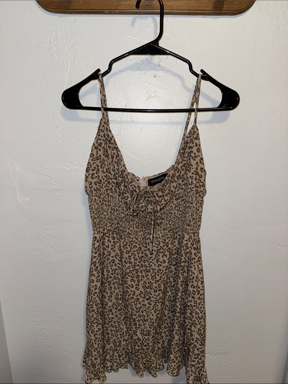 Leopard Print Slip Dress - Beige